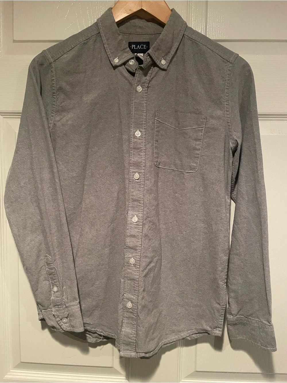 The Children's Place Light Gray Button-Down Shirt - Size 16 (Youth XXL)
